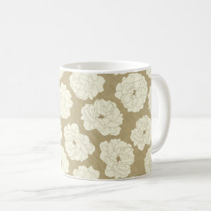 Caneca De Café Rosas de creme no bege do Ouro - padrão perfeito.