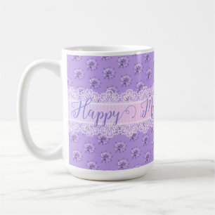 Caneca De Café Rosas de Lavanda e local personalizados