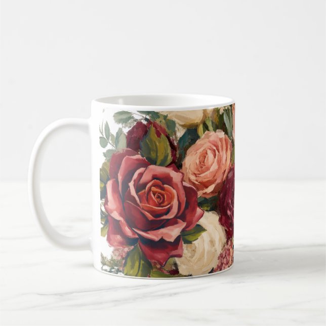 Caneca De Café rosas de padrão floral (Esquerda)