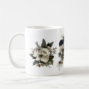 Caneca De Café Rosas De Peônias De Magnolia De Creme Floral De I