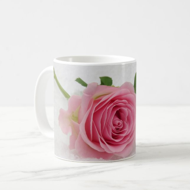 Caneca De Café Rosas de rubor: Elegância Floral no Bloom (Frente Esquerda)
