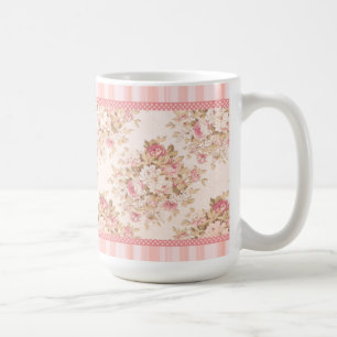 Caneca De Café Rosas de Shabby Floral Rosa