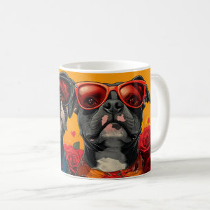 Caneca De Café Rosas do Coração do Staffordshire Americano Dia do