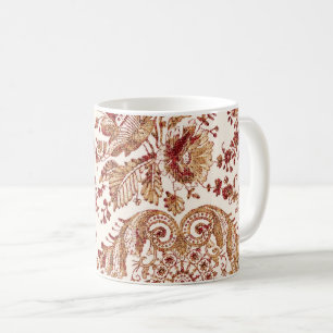 Caneca De Café Rosas Douradas E Vermelhas