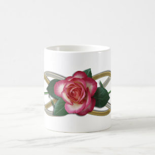 Caneca De Café Rosas Dourados do Duplo Infinity Silver