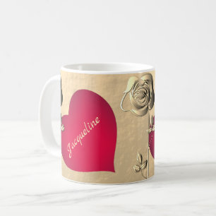 Caneca De Café Rosas e Coração do namorados
