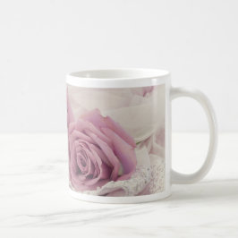 Caneca De Café Rosas E Lace A Caneta De Vida Estática