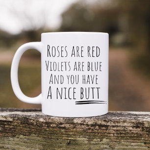 Caneca De Café Rosas Engraçadas São Vermelhas Bunda