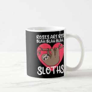 Caneca De Café Rosas Engraçados São Flores Vermelhas Camisa Sloth