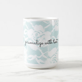 Caneca De Café Rosas florais de renda branca e mint