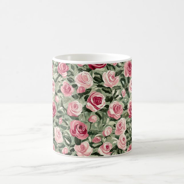 Caneca De Café Rosas Florais Rosa Vermelho Verde  (Centro)