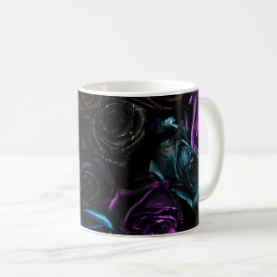 Caneca De Café Rosas Góticas Escuras Padrão de Textura de Veludo 