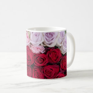 Caneca De Café Rosas Mistas Coloridas