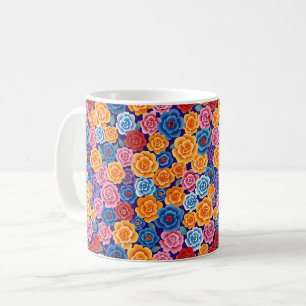 Caneca De Café Rosas Modernos de Na moda Coloridos Elegantes