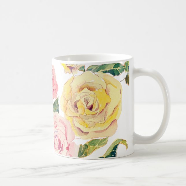 Caneca De Café Rosas Pastel (Direita)