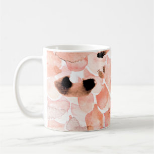 Caneca De Café Rosas, pedras e folhas, padrão de aquarela.