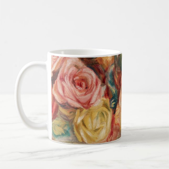 Caneca De Café Rosas por pintura impressionista do Renoir (Esquerda)