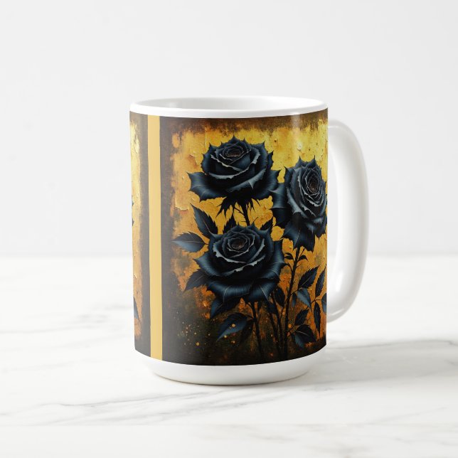 Caneca De Café Rosas Pretas (Frente Esquerda)