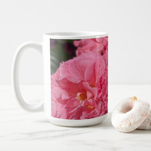 Caneca De Café Rosas Rosa (Com Donut)