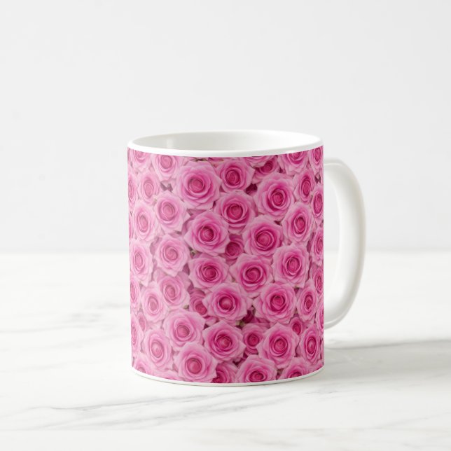 Caneca De Café Rosas Rosa Brilhantes (Frente Esquerda)