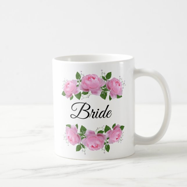 Caneca De Café Rosas Rosa Brilhantes, Mug de Café Personalizado (Direita)