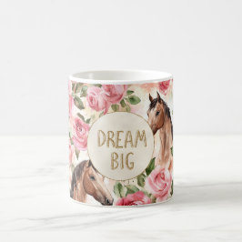 Caneca De Café Rosas Rosa Cavalos Dourados Sonho com Largura