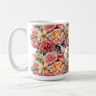 Caneca De Café Rosas Rosa Cottagecore
