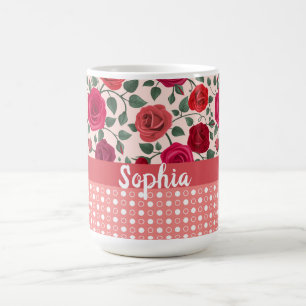 Caneca De Café Rosas Rosa Doce e Derramadas Personalizadas