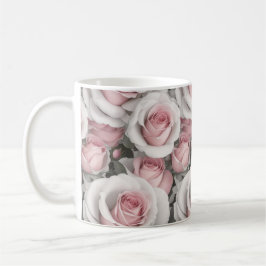 Caneca De Café Rosas rosa e brancas