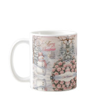 Rosas Rosa Vintage, Vila de Natal Snowman