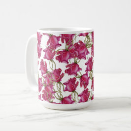 Caneca De Café Rosas Rosas Arte Aquarela Pintado à Mão
