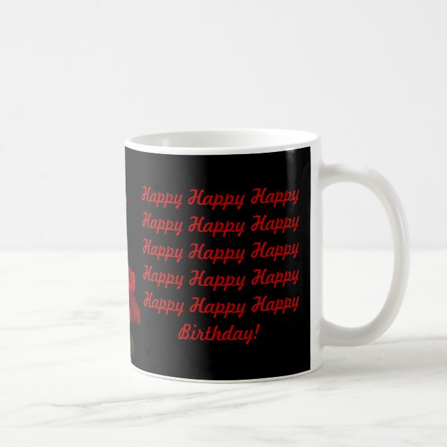 Caneca De Café Rosas São Aniversário Vermelho (Direita)