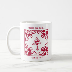 Caneca De Café Rosas são Vermelhas Amor é Você Chic Floral Person