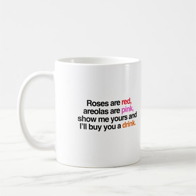 Caneca De Café Rosas são vermelhas eu vou te comprar uma bebida (Esquerda)