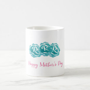 Caneca De Café Rosas Teus Watercolor Dia de as mães Feliz