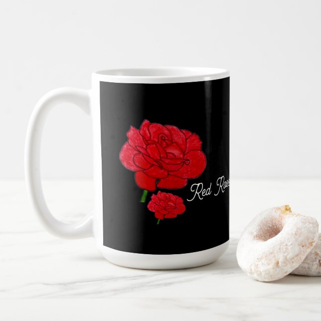 Caneca De Café Rosas Vermelhas  (Com Donut)