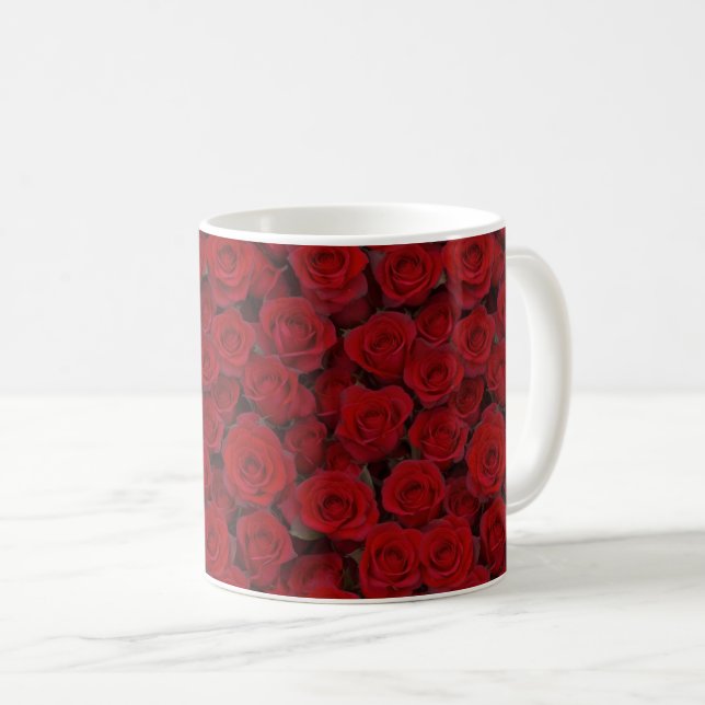 Caneca De Café Rosas vermelhas brilhantes (Frente Esquerda)