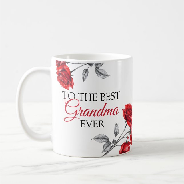Caneca De Café Rosas vermelhas Chic Melhor Avó (Esquerda)