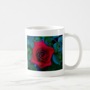 Caneca De Café Rosas vermelhas com tons azuis