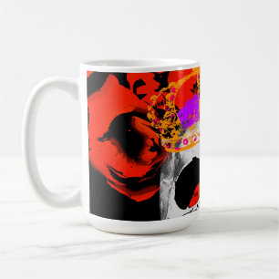 Caneca De Café Rosas vermelhas de crânio gótico