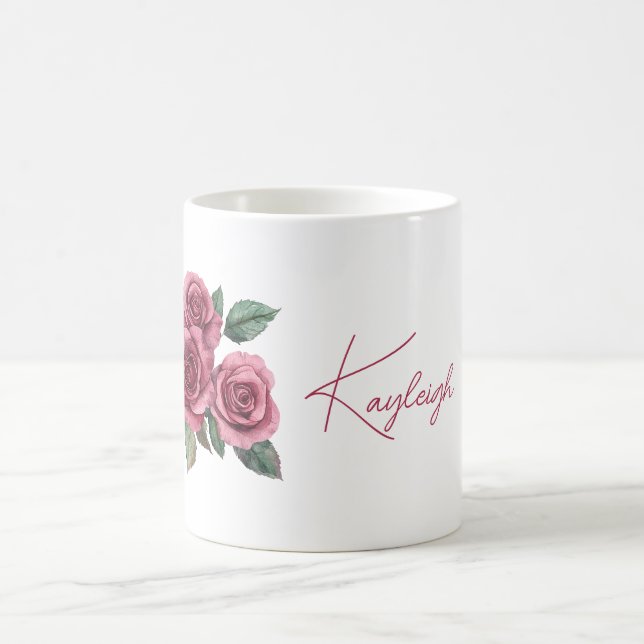 Caneca De Café Rosas Vermelhas Floral Personalizado (Centro)
