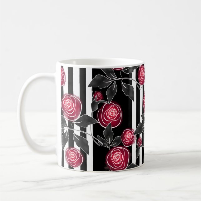 Caneca De Café Rosas vermelhas, flores abstrato, flores, patas fl (Esquerda)