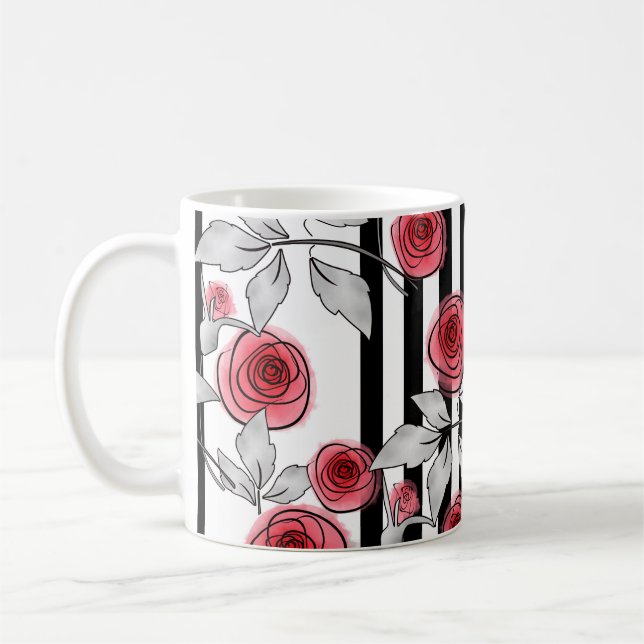 Caneca De Café Rosas vermelhas, rosas aquarela (Esquerda)