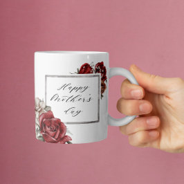Caneca De Café Rosas vermelhas Russas Elegantes Dia de as mães Fe