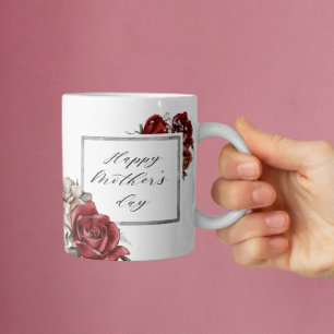 Caneca De Café Rosas vermelhas Russas Elegantes Dia de as mães Fe