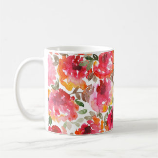 Caneca De Café Rosas vermelhas Shabby, padrão perfeito.