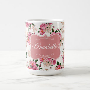 Caneca De Café Rosas Vitorianos Rosa {ersonalize