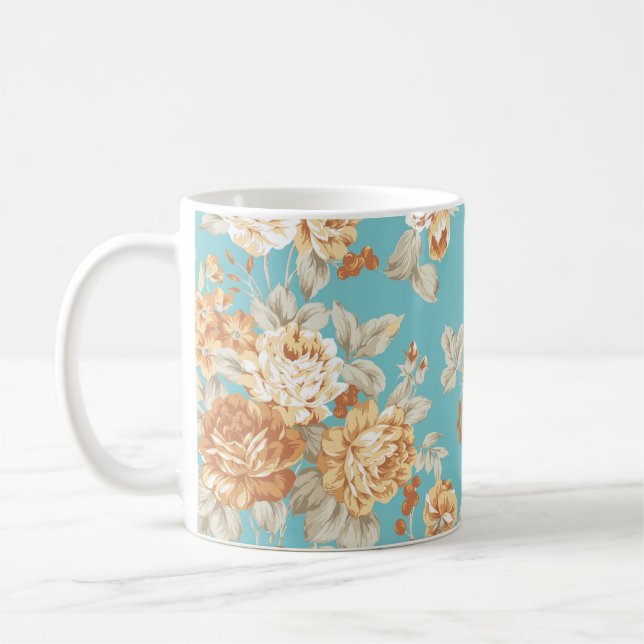 Caneca De Café Rose bouquet design Seamless (Esquerda)
