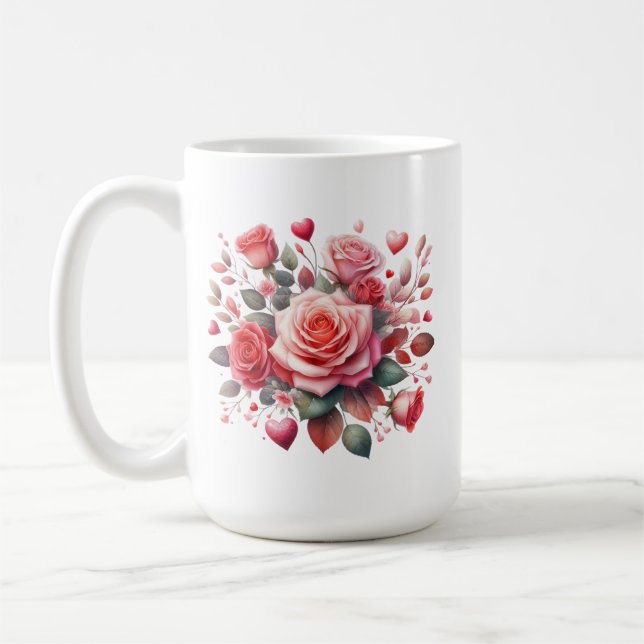 Caneca De Café Rose Bouquet Floral Design- 62103 (Esquerda)
