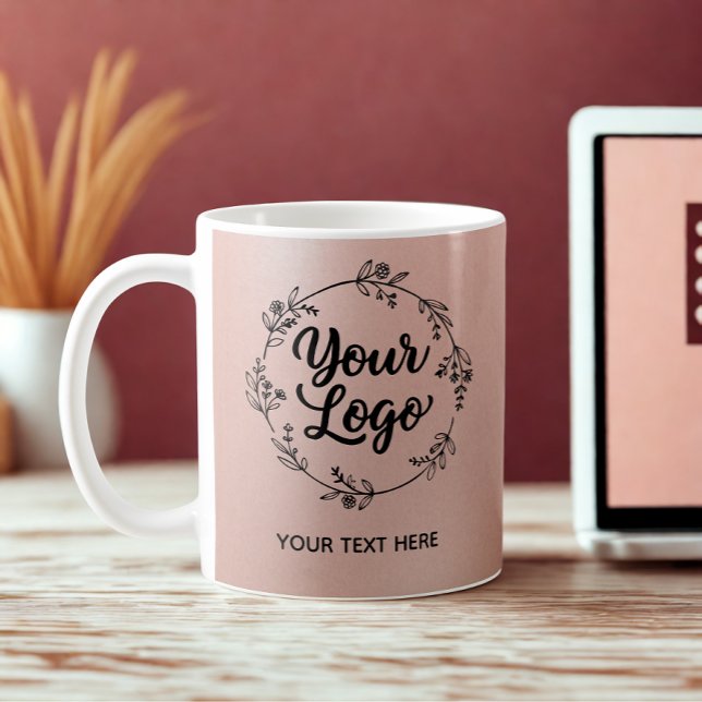 Caneca De Café Rose Gold Logo QR Code Website Marketing (Criador carregado)